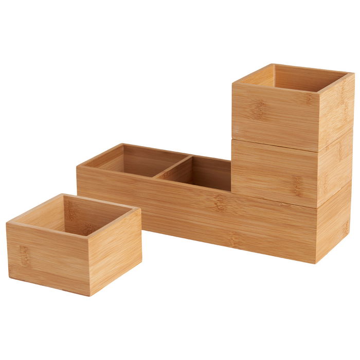 Day Juego de 4 Cajas Almacenar Bambú Apilables 9.5x9.5x6 cm y 9.5x29x6 cm