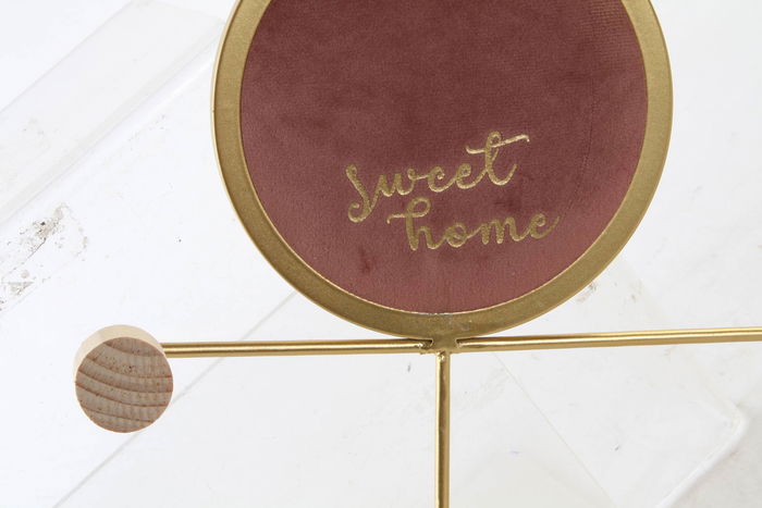 DKD Home Decor Perchero de Pared Dorado Rosa Metal Espejo Poliester 49 x 5 x 39 cm (4 Unidades)