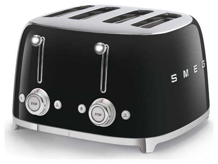 Smeg TSF03BLEU Tostadora Negra de 4 Rebanadas