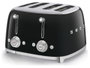 Smeg TSF03BLEU Tostadora Negra de 4 Rebanadas