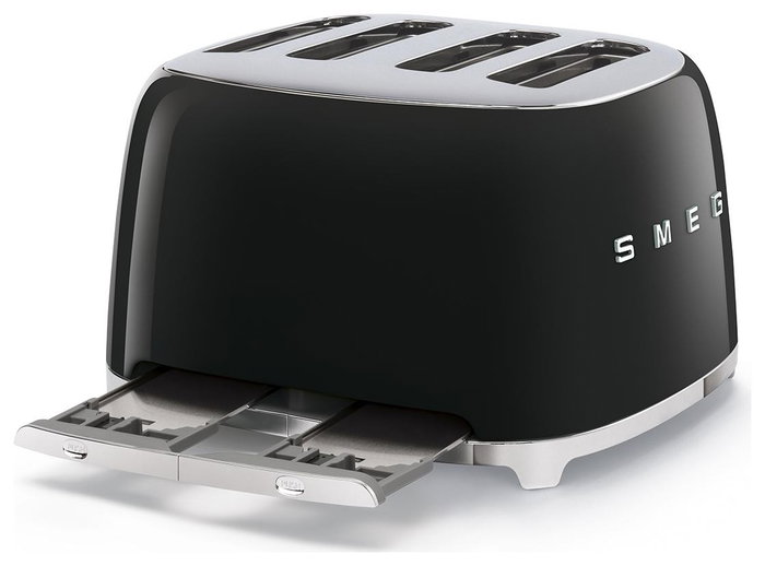 Smeg TSF03BLEU Tostadora Negra de 4 Rebanadas