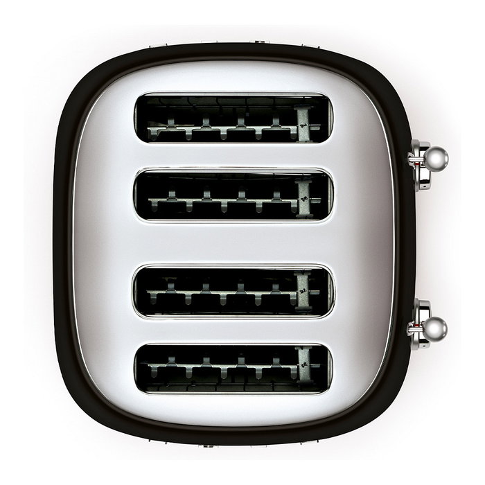 Smeg TSF03BLEU Tostador de 4 Rebanadas, Estilo Años 50, Negro, Acero Inoxidable, 6 Niveles de Tostado, Función Descongelar