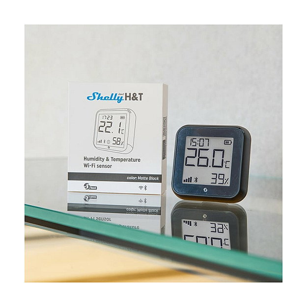 Shelly H&T Gen. 3 Negro Sensor de Temperatura y Humedad WiFi/BT