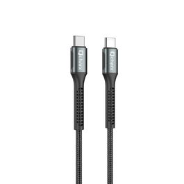 Qcharx Cable Tipo C a Tipo C 100W 3A Carga Rápida y Datos con Aluminio y Cordón Negro Anti-Nudos