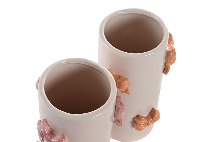 DKD Home Decor Jarrón de Cerámica con Lazos Surtido de 2 Unidades DKD Home Decor Jarrón de Cerámica con Lazos Surtido de 2 Unidades