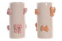 DKD Home Decor Jarrón de Cerámica con Lazos Surtido de 2 Unidades