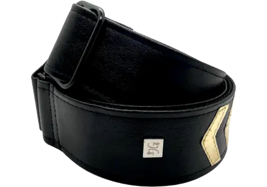GETM Correa Guitarra Bajo Sergeant Ted Gold Negra Ajustable hasta 165 cm Polipiel Nailon Piel