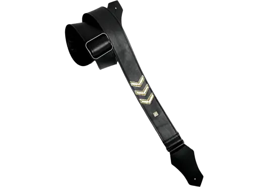 GETM Correa Guitarra Bajo Sergeant Ted Gold Negra Ajustable hasta 165 cm Polipiel Nailon Piel