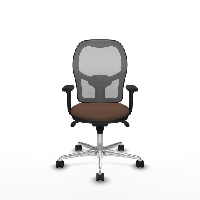 PIQUERAS Y CRESPO Silla de oficina Jorquera con mecanismo Sincro, Tela Marrón y Malla Gris PIQUERAS Y CRESPO Silla de oficina Jorquera con mecanismo Sincro, Tela Marrón y Malla Gris
