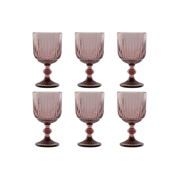 DKD Home Decor Set de 6 Copas Rosa Stripes Garbo 380ml