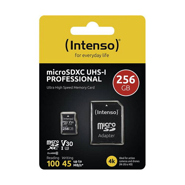 Intenso MicroSDXC 256 GB UHS-I Professional con Adaptador Intenso MicroSDXC 256 GB UHS-I Professional con Adaptador