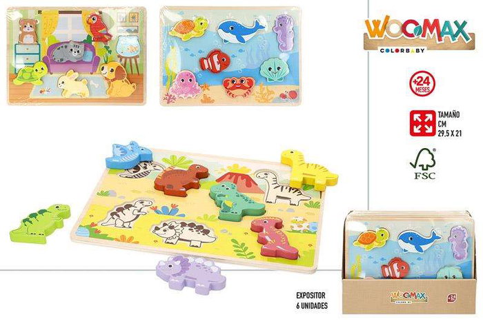 Color Baby Puzzle de Madera Animales 7 Figuras 29,5x21 cm Modelos Surtidos