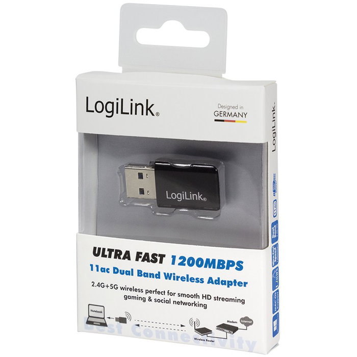 LogiLink WL0243 Adaptador USB 3.0 Wi-Fi AC Inalámbrico 1200Mbps Doble Banda (2.4GHz/5GHz) para PC/Laptop