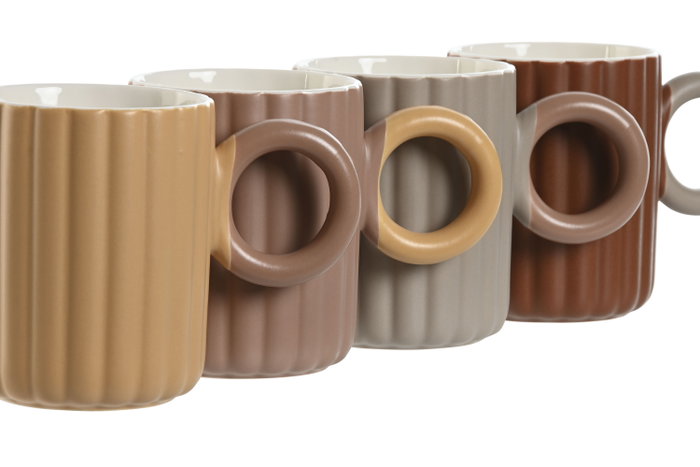 DKD Home Decor Set de 12 Tazas de Porcelana New Bone Surtidas