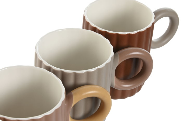 DKD Home Decor Set de 12 Tazas de Porcelana New Bone Surtidas