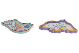 DKD Home Decor Bandeja Vaciabolsillos de Cerámica Multicolor Surtido de 2