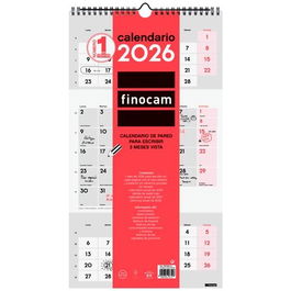 Finocam Calendario De Pared Para Escribir M-236x430 mm 3Mv Neutro 2026