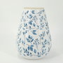 DKD Home Decor Jarrón de Porcelana INDIGO Blanco y Azul 20x20x27,5 cm