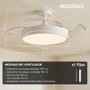 Yoevu CONCEPT RAY Ventilador de Techo Blanco con Aspas Retráctiles y Luz LED