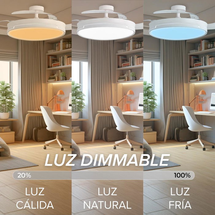 Yoevu CONCEPT RAY Ventilador de Techo Blanco con Aspas Retráctiles y Luz LED Yoevu CONCEPT RAY Ventilador de Techo Blanco con Aspas Retráctiles y Luz LED