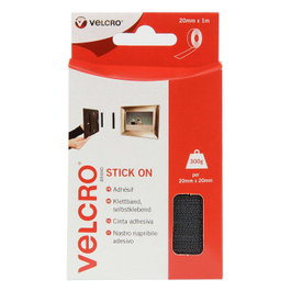 Velcro Cinta Adhesiva Uso General Negro 20mm x 1m