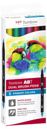 Tombow Dual Brush Estuche de 6 Rotuladores Doble Punta Colores Primarios