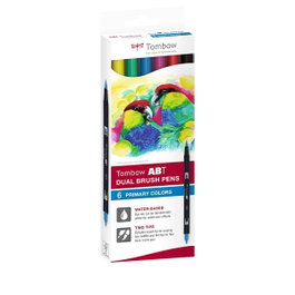 Tombow Dual Brush Estuche de 6 Rotuladores Doble Punta Colores Primarios