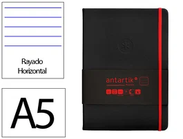 Antartik Cuaderno Antartik Notes Tapa Dura A5 Hojas Rayas Negro y Rojo 100 Hojas 80 gr FSC