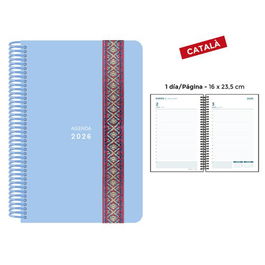 Agenda Anual (2026) Senfort Catalan Pastel Espiral Tapa Pp Con Goma Decorada 160X235 D/P Blau