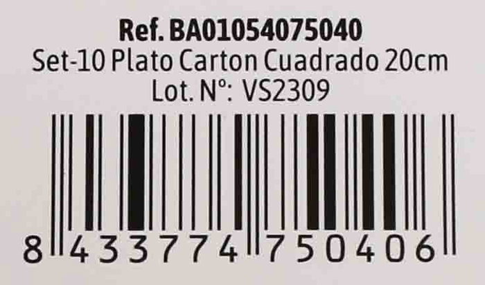 Algon Set 10 Platos Carton Cuadrados L/Soja 20 cm (36 Unidades)