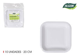 Algon Set 10 Platos Carton Cuadrados L/Soja 20 cm (36 Unidades)