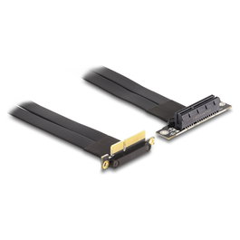 DeLOCK Riser Karte PCI Express x4 Stecker 90 grados a Ranura x4 con Cable 30 cm (Negro, 0.3 m, Conector Macho Angular a Hembra Angular)