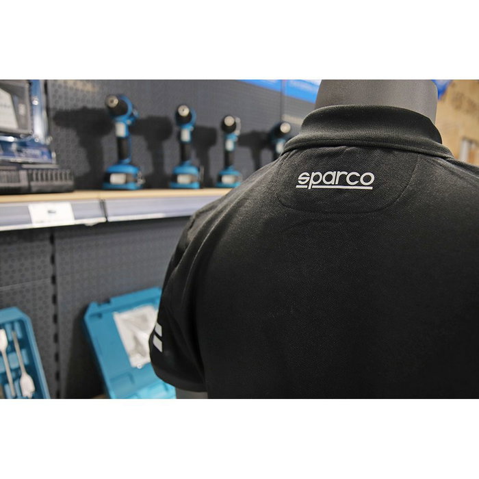 Sparco Polo Técnico Talla S Negro Alta Visibilidad 65% Algodón 35% Poliéster