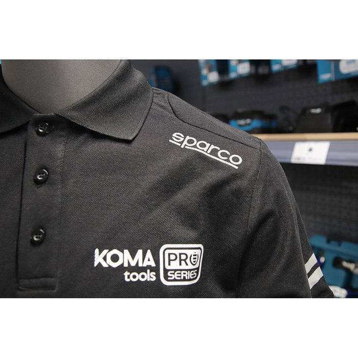 Sparco Polo Técnico Talla S Negro Alta Visibilidad 65% Algodón 35% Poliéster