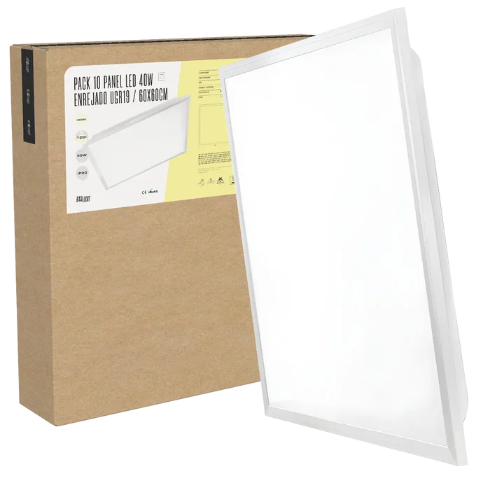 BX3 Panel LED Modular BX3-PG-600x600-40W-W, 600x600 mm, 40W, 4000K, UGR<19, para techo modular, sustituye fluorescentes