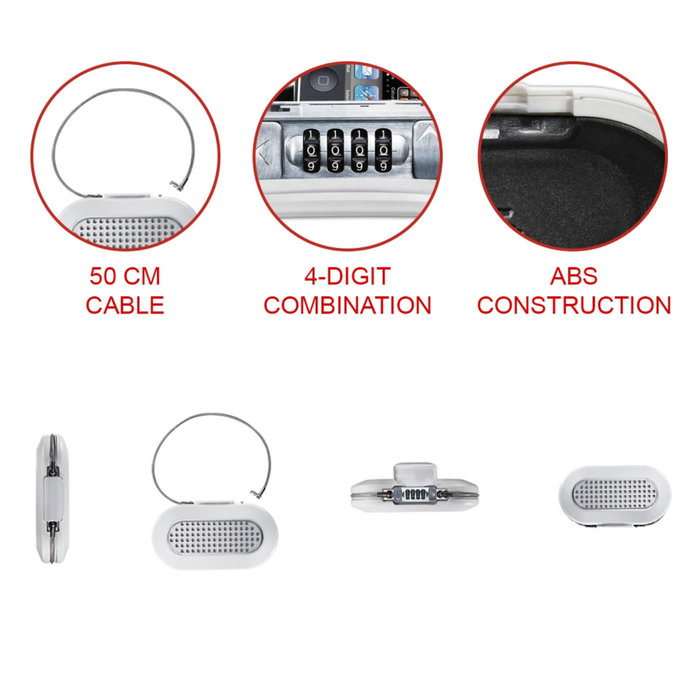 Master Lock Mini caja fuerte portátil con cable de seguridad, Blanco