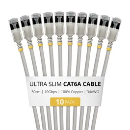 Startech Cable de Red Cat6a U/FTP Gris 0,3 m (Paquete de 10)