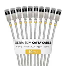 Startech Cable de Red Cat6a U/FTP Gris 0,3 m (Paquete de 10)