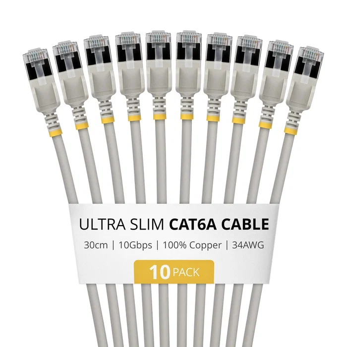 Startech Cable de Red Cat6a U/FTP Gris 0,3 m (Paquete de 10) Startech Cable de Red Cat6a U/FTP Gris 0,3 m (Paquete de 10)