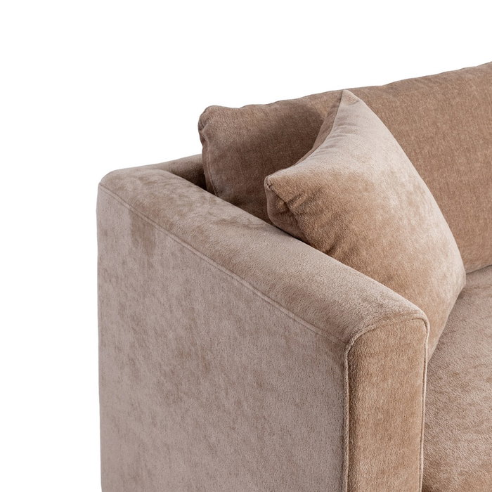 Sofá 3 Plazas Taupe Tejido-Madera 210 X 96 X 86 cm Sofá 3 Plazas Taupe Tejido-Madera 210 X 96 X 86 cm