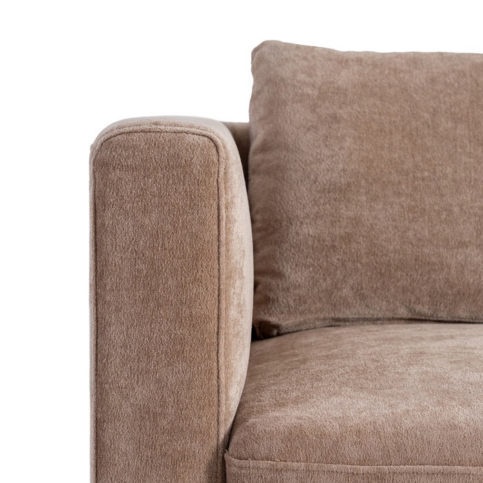 Sofá 3 Plazas Taupe Tejido-Madera 210 X 96 X 86 cm Sofá 3 Plazas Taupe Tejido-Madera 210 X 96 X 86 cm