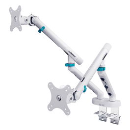 Digitus Soporte de Monitor Doble Abrazadera, 2 Pantallas hasta 35", 10 kg por Pantalla, 20 kg Total, Ajuste de Altura, Inclinación, 100x100 mm, Blanco