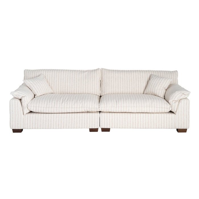 Sofá 4 Plazas Rayas Crema Tejido 282 X 101 X 71 cm