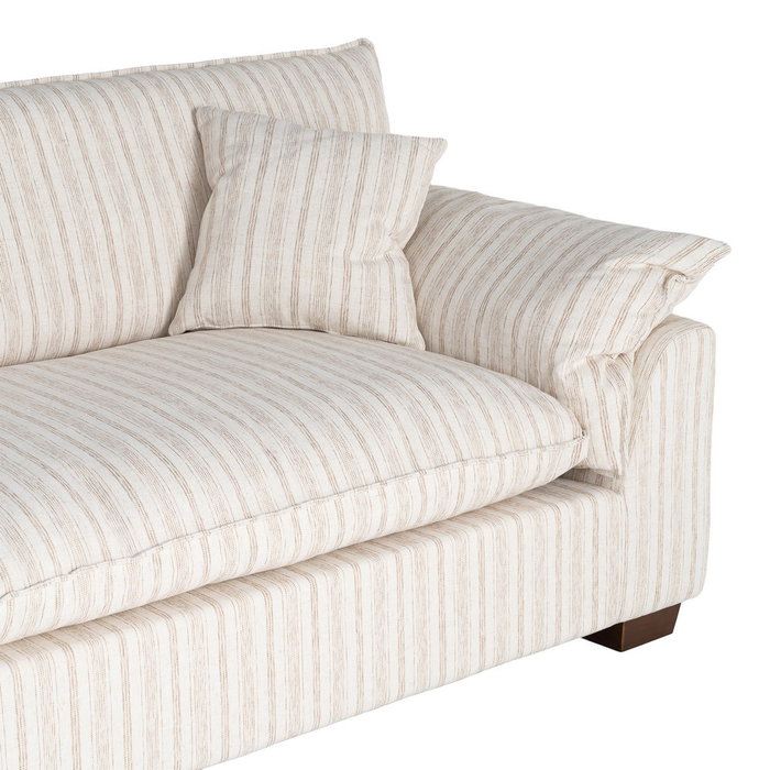 Sofá 4 Plazas Rayas Crema Tejido 282 X 101 X 71 cm