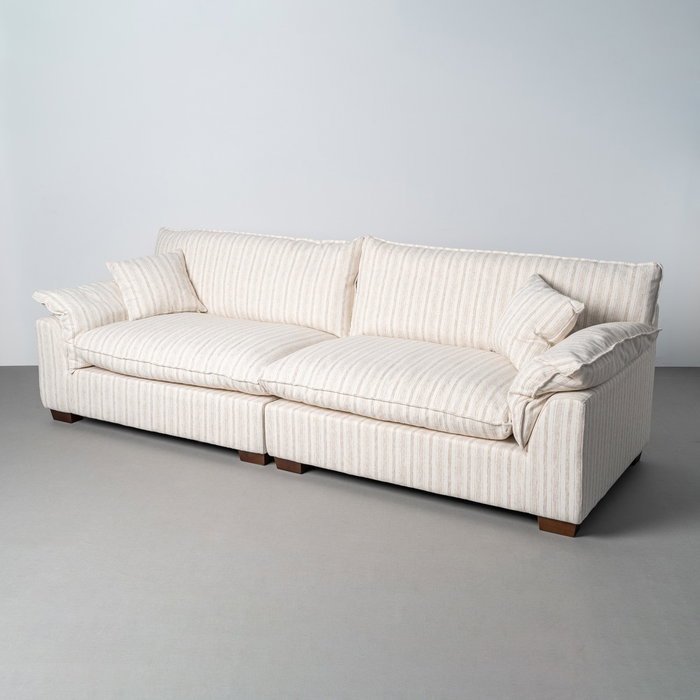 Sofá 4 Plazas Rayas Crema Tejido 282 X 101 X 71 cm