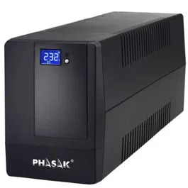 Phasak SAI Interactivo PH 9465 - 650VA/360W, AVR, Onda Senoidal Modificada, 2 Tomas, Formato Torre, para PC, NAS, Red