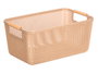 KIPIT Cesta de Plástico con Asa de Bambú Beige