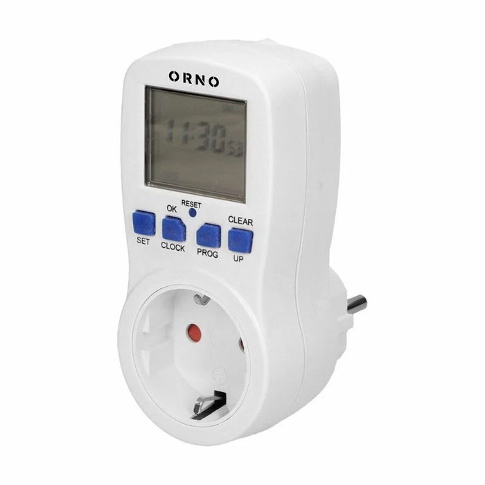 ORNO ORPRE409 Enchufe Schuko con 1 Toma y Temporizador Digital Semanal Programable
