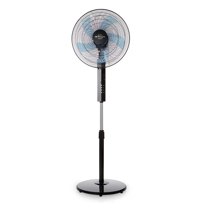 Orbegozo SF 0244 - Ventilador de Pie, 5 Aspas 40cm, 3 Velocidades, 55W, Temporizador 7.5h, Mando a Distancia, Oscilación 90°, Color Negro/Azul
