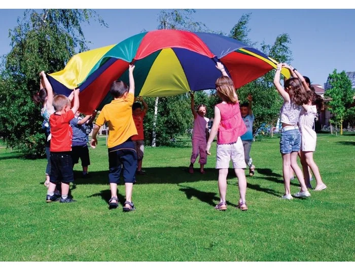 Amaya Paracaídas de Nylon con 20 Asas Colores del Parchís 6 m para Psicomotricidad